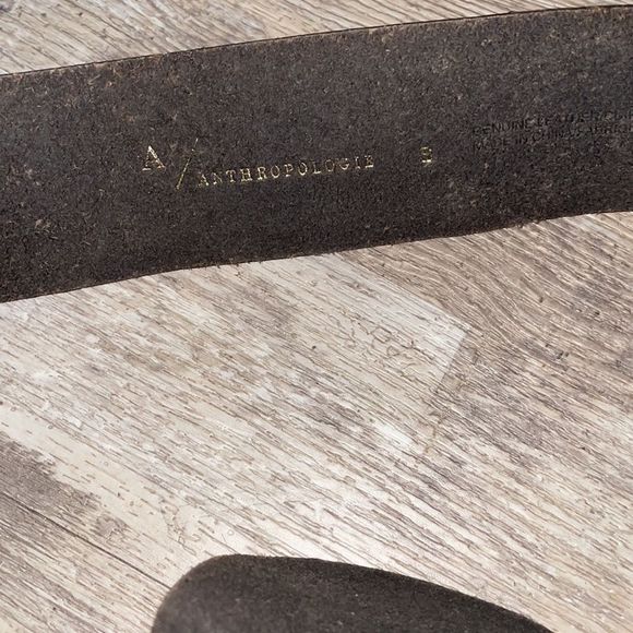 Black Leather Belt with Gold Buckle - Picture 3 of 7